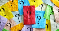 question marks on colored paper